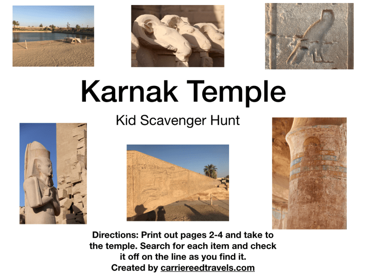 Karnak Temple Scavenger Hunt for Kids in Luxor, Egypt | www.carriereedtravels.com