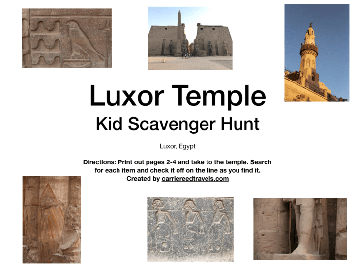 Luxor Temple Kid Scavenger Hunt -Luxor, Egypt |www.carriereedtravels.com